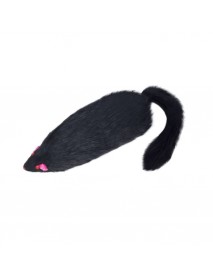 Игрушка для кошек Мышь черная с пищалкой 130-140 мм 