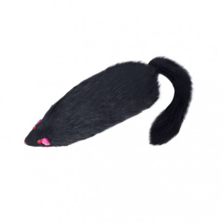 Игрушка для кошек Мышь черная с пищалкой 130-140 мм 