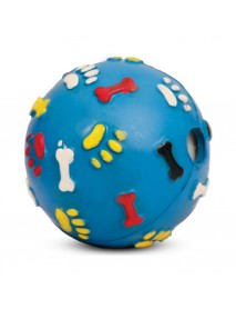Игрушка из цельнолитой резины Мяч с лапками и косточками со звуком 75 мм 