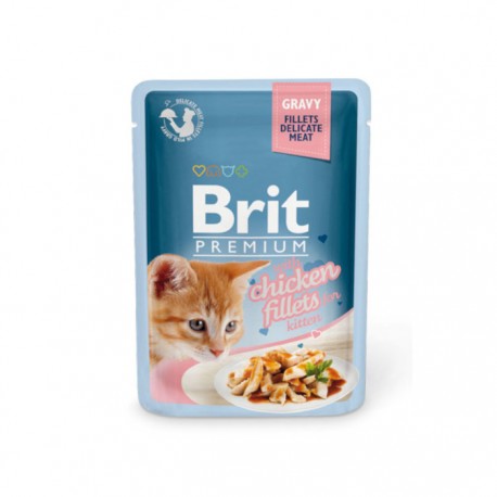Влажный корм Brit Premium Кусочки из куриного филе в соусе для котят