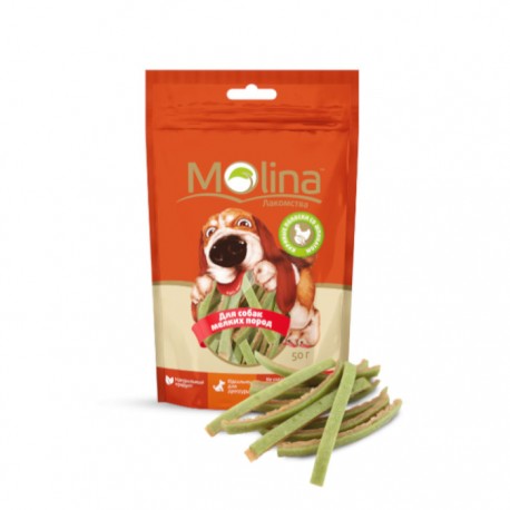 Лакомство Molina Куриные полоски со шпинатом для собак мелких пород