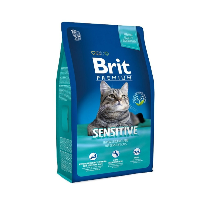 Купить корм брит для кошек. Корм для кошек Brit Premium Cat sensitive. Брит премиум для кошек Сенситив. Brit Premium "sensitive ягненок индейка. Brit Premium 400 гр.