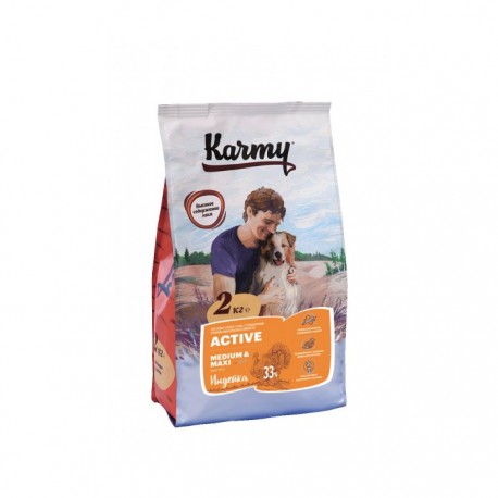 Сухой корм Karmy active medium&maxi корм для собак средних и крупных пород Индейка 