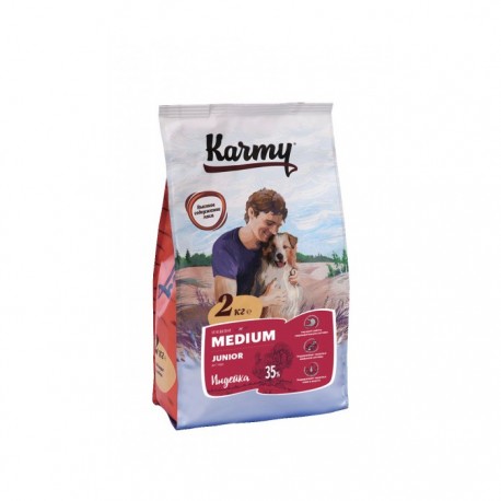 Сухой корм Karmy medium junior корм для щенков средних пород Индейка 