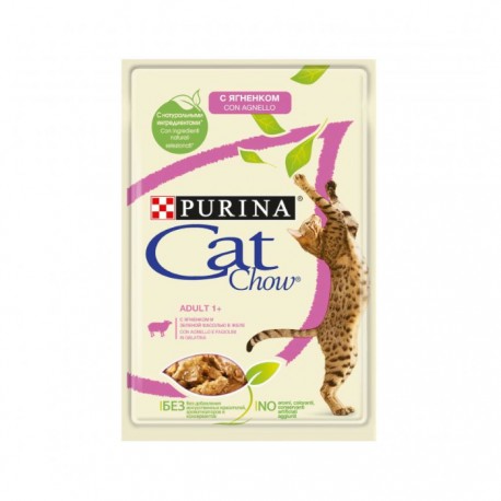 Влажный корм для кошек старше 1 года Purina Cat Chow Adult 1+ ягненок и зеленая фасоль в желе