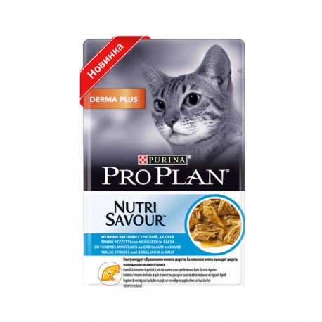 Влажный корм Pro Plan Nutrisavour Derma Plus для взрослых кошек с чувствительной кожей 